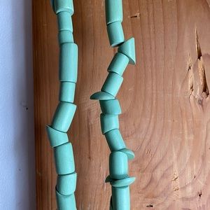Turquoise-colored chunky funky Elk wood necklace